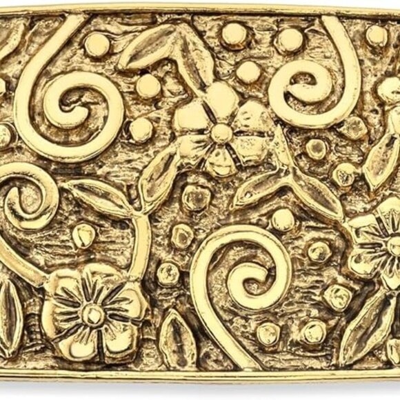 Gold-Tone Floral Hair Barrette Alloy 3x1 Inches Women\'s Hair Accessory